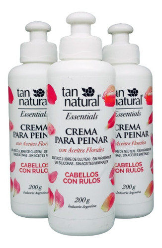 Combo X3 Crema De Peinar Rulos Aceites Florales Tan Natural