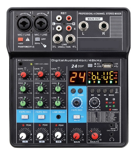 Tarjeta De Sonido De 4 Canales Bluetooth Mini Audio Mixer