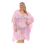 Saída Praia Kafitan  Plus Size Cetim Plus Size 