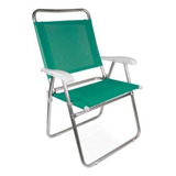 Cadeira De Praia Alta Conforto Preta 150kg Alumínio Cor Verde