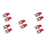 Kit 10 Led T10 W5w 5 Led Lampara Posicion Rojo 12v Piojitos