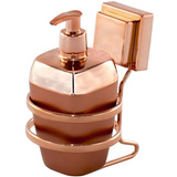 Suporte Porta Sabonete Líquido Rosé Gold Fosco 300ml