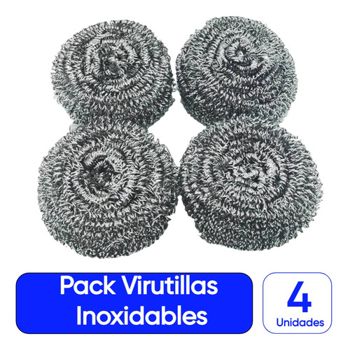 Set 4 Virutillas Inox Esponja Metálica Virutilla De Calidad