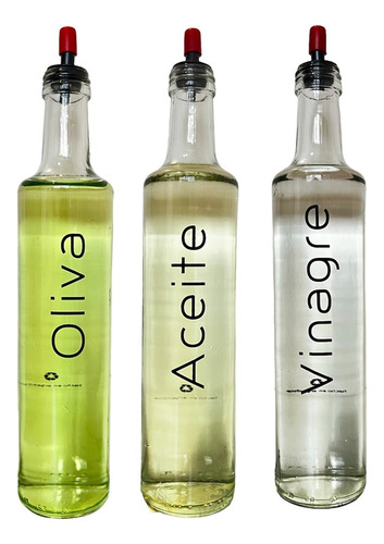 Set 3 Botellas Vidrio Con Pico Aceite - Oliva -vinagre 500ml