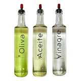 Set 3 Botellas Vidrio Con Pico Aceite - Oliva -vinagre 500ml