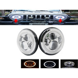 Par 7 Redondos Faros Led Ángel Ojo H4 Wrangler Jeep Vocho