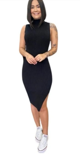 Vestido Midi Gola Alta Blogueira Regata