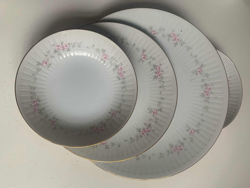 Platos De Porcelana Tsuji Doble Rosa