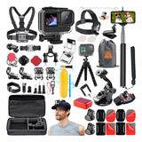 Kit Aventura Caixa Estanque Acessório Gopro Hero 5 6 7 Black