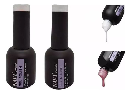 Kit X2 Gel Uv Led Esmaltado Semi Navi V. Lactea Blanco+ Rosa