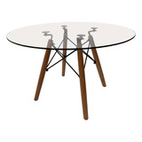 Mesa Centro Vidro 70cm Redonda Eiffel Eames Baixa Central