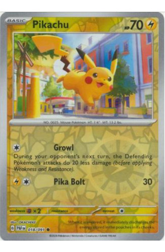 Tarjeta Pokemon Pikachu 018/091 Crh Holo S&v Paldean Fates