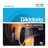 Encordado Daddario Ej11 80/20 Bronce 012 - 053 G Acustica