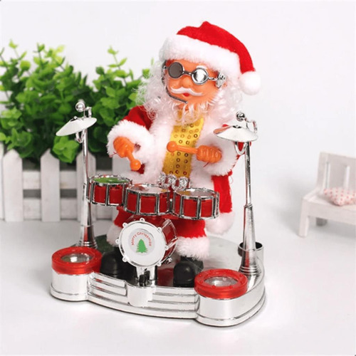 Natal Papai Noel Musical Decoração Saxofone Teclado Bateria