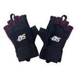 Guantes Fitness Entrenamiento C/ Muñequera Cuero Negro Bordo