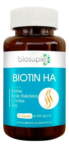 Biotina Acido Hialuronico Biosuple Uñas Cabello 60caps 450ml