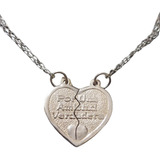 Collar 2 Cadenas Corazon Mejores Amigas Plata 925 + Caja Reg