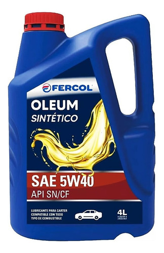 Aceite Fercol Oleum 5w-40 Sintético X 4 Litros - Formula1 