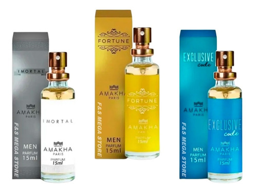 Kit 3 Perfume Masculino Amakha Imortal Fortune Exclusive Cod