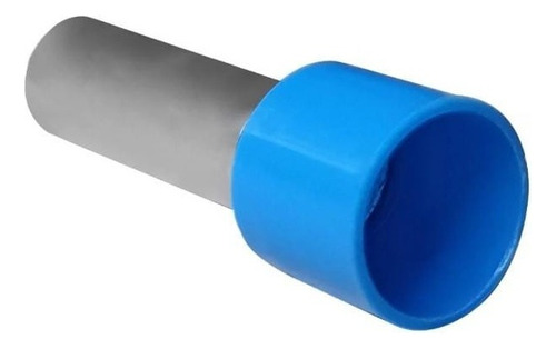 Kit 100 Terminais Pino Tubular Ilhos Simples Isolado Azul