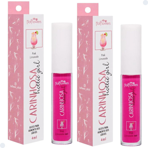 Kit Com 2 Gloss Labial Hottie Girl Carinhosa Aumenta Lábios