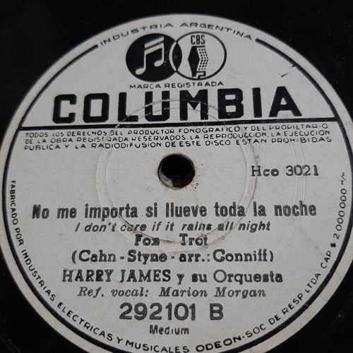 Pasta Harry James Marion Morgan 292101 Columbia C206