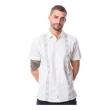 Camisa De Hombre De Manga Corta Bordada Guayabera