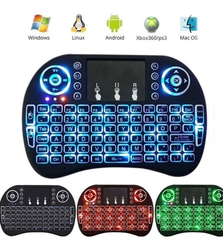 Mini Teclado Led Controle Bluetooth Para Smart Tv Box 