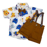 Conjunto Infantil Tematico Bolo Fofo Branco Roupa Menino