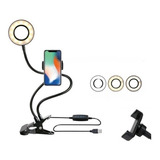 Suporte Celular De Mesa Luminária  Ring Light Led Selfie