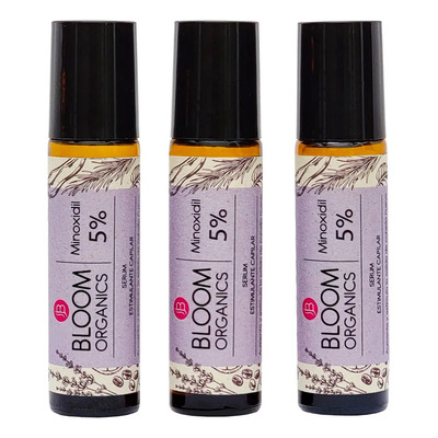 Minoxidil Al 5% Bloom Organics Con Cafeína En Roll On 3 Pzas | Meses sin interés