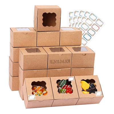 Caja De Embalaje Para Alimentos Genérica Dld-dgh50pcs-caja De Pastel Marrón 6.5cm De Alto X 10.2cm De Ancho X 10.2cm De Largo - Pack De 50 Unidades