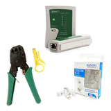 Kit Alicate Crimpar Rj45 S/ Trava+100 Conector Rj45+testador