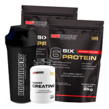 Kit 2x Whey Six Protein 2kg + Creatina + Copo Kit P/ 4 Meses