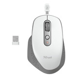 Mouse Trust Ozaa Wireless Recargable Pc Notebook Ergonómico Color White