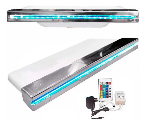 Cascata De Piscina Com Led Embutir Parede Ponta Inox 180cm