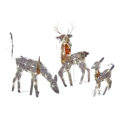 Yn 3 Unidades Led Iluminado Adorno De Navidad Kit Po Ly