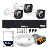 Kit Cftv 3 Câmeras Segurança Dvr Intelbras 4ch E Hd 500g