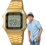 Relógio Casio Masculino Vintage Digital Dourado A178wga-1adf