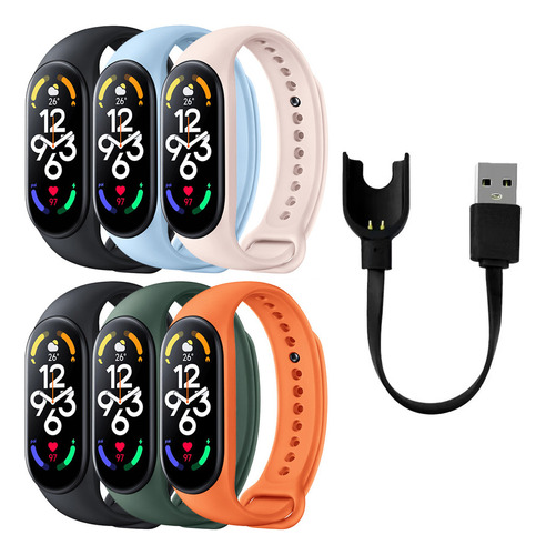 Para Xiaomi Mi Band 3 Siliconas Correas *6+cable De Carga*1