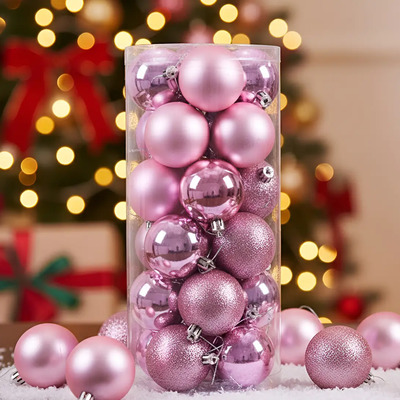 24 Piezas Rosas Esferas Cm-top Navideñas De 8 Cm Para Decoración De Árbol | Meses sin interés