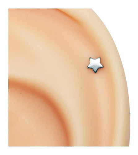 Piercing Labret Helix Aço Cirúrgico Haste 8mm Estrela