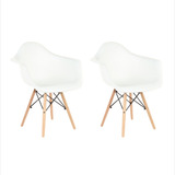  Kit 2 Cadeiras  Garden Life Eames Com Braço Para Sala De Jantar Cozinha Cor Da Estrutura Branco