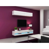 Mesa De Tv Flotante 1.60cm C/ Luz Led + Alacena L&a Muebles