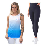 Kit Camisa Regata Feminina Calça Legging Treino Academia