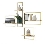 Nicho Kit 4 Prateleiras Industrial Pçs Decorar Dourado Rose