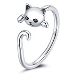 Anillo De Gato Ajustable En Plata 925