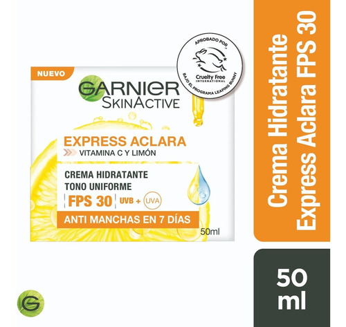 Crema Hidratante Garnier Skin Active Express Aclara Fps 30 Tipo De Piel Todo Tipo De Piel