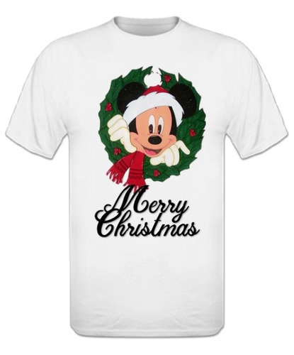 Polera Estampada De Navidad Diseño Mickey Navideño 3