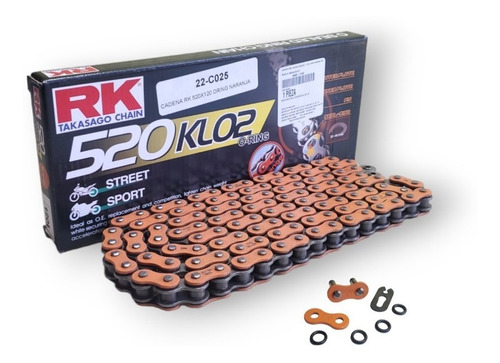 Cadena Rk 520-120 Reforzada C/oring Naranja 250z Mt03 Ns200